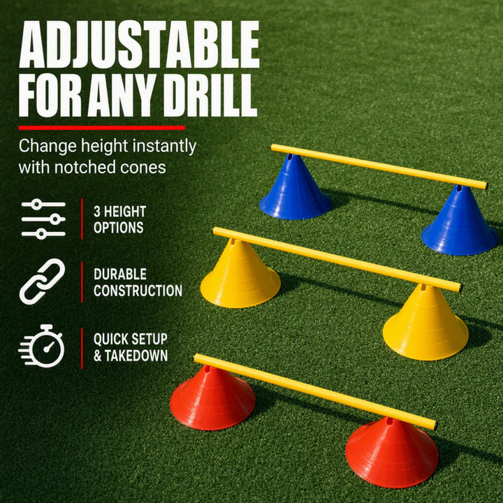 Amber Fight Gear Ultimate Agility Training Bundle,10-Piece Hurdle Set with 20 Cones, Adjustable Poles &amp; Carry Bag ? Speed, Agility &amp; Coordination Drills Equipment
