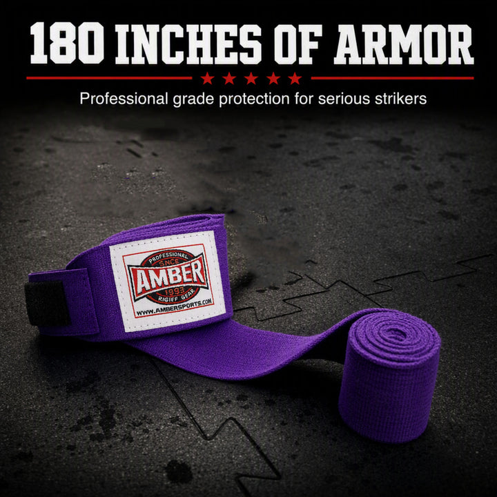 Amber Fight Gear Semi Elastic Professional Hand Wraps with Hook and Loop Closure for Boxing Kickboxing Muay Thai MMA for Men and Women