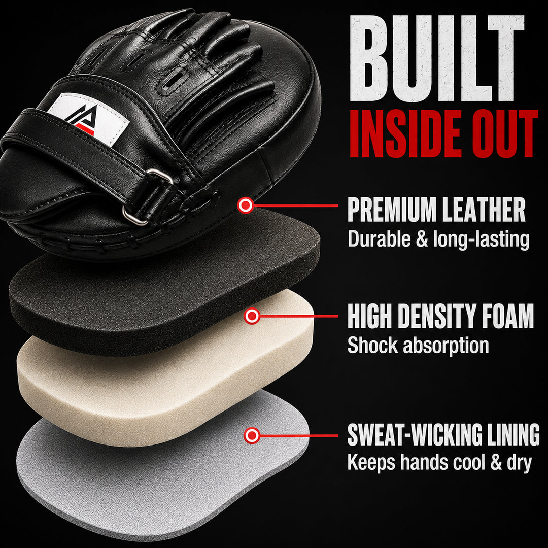 Amber Fight Gear Genuine Leather Extreme Curved Target Focus Punching Mitts for MMA, Kickboxing, Muay Thai Martial Arts Sparring with Wrist Support