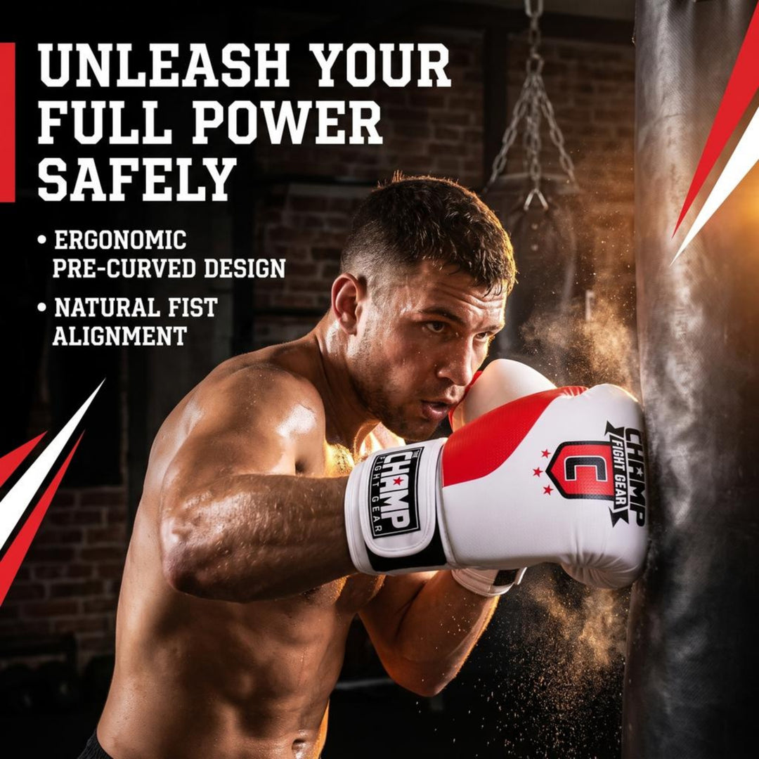The Champ Fight Gear Alpha Series Boxing Gloves with Wrist Support for Boxing Kickboxing Muay Thai Training or Sparring Punching Bag Mitts