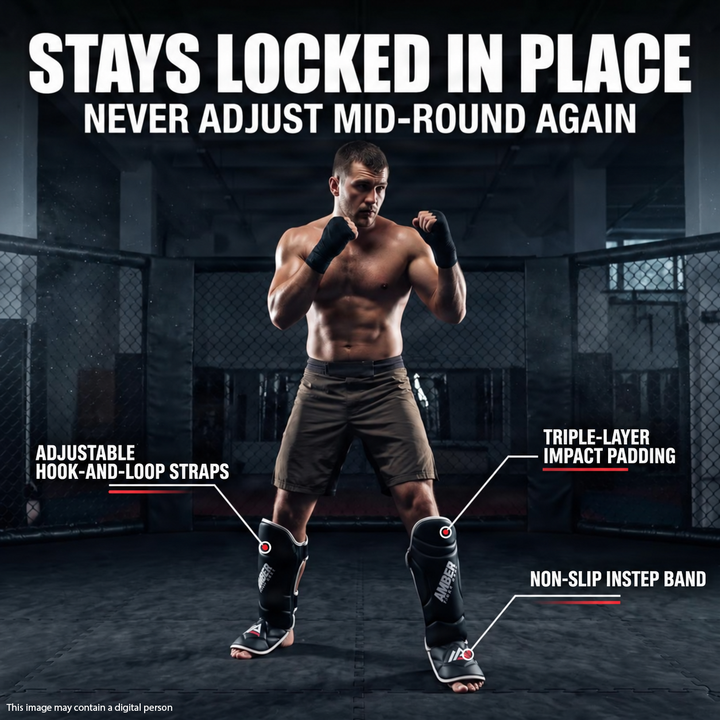 Centurion Muay Thai Shin and Instep Guards, High-Density Foam Protection, Skintex Leather, Adjustable Straps, Lightweight &amp; Durable for MMA, Kickboxing, Muay Thai, and Taekwondo