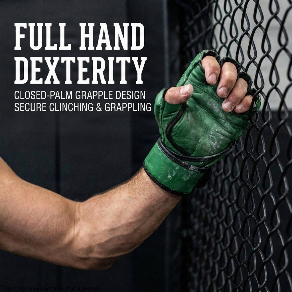 Amber Fight Gear Leather Grappling Gloves with Enhanced Grip &amp; Wrist Support