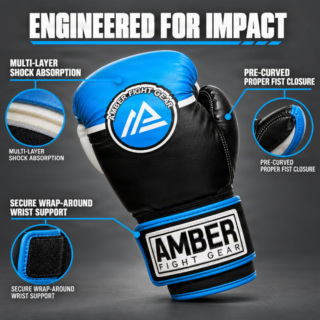 Amber Fight Gear Force Boxing Gloves with Multi-Layer Foam &amp; Wrist Support