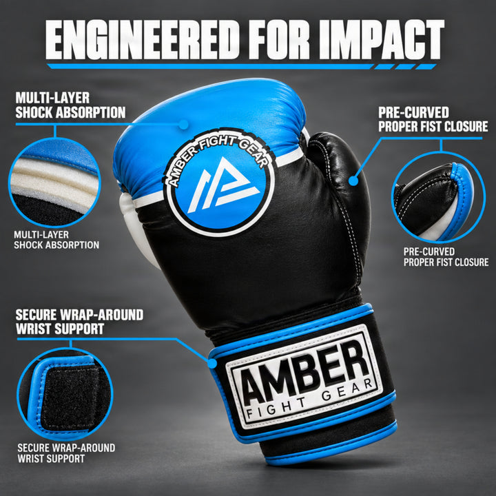 Amber Fight Gear Force Boxing Gloves with Multi-Layer Foam &amp; Wrist Support