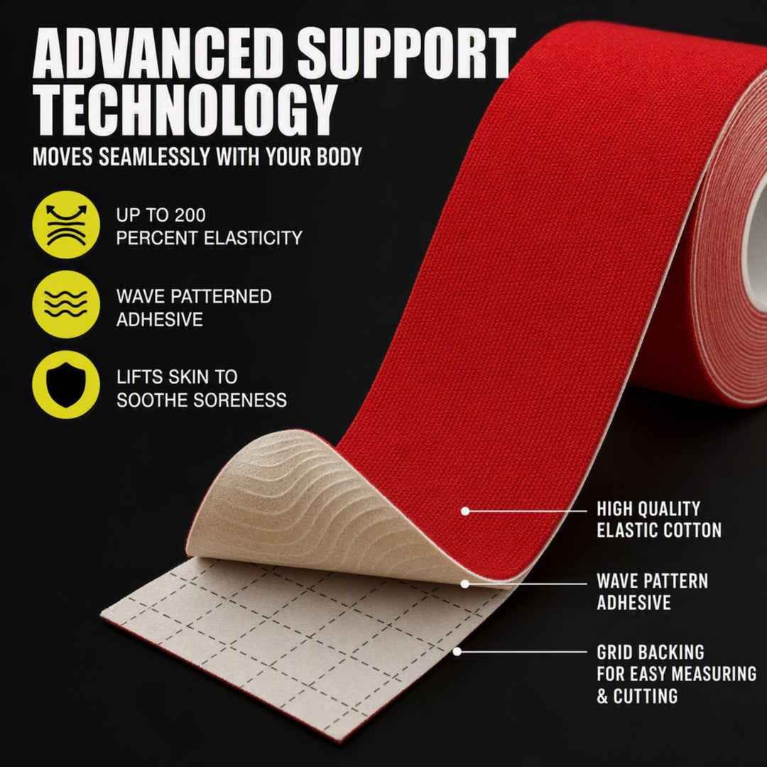 Ultimate Performance Kinesiology Tape: Support, Stabilize, and Recover Best for Athletes and Rehabilitation, 2" x 16ft Red