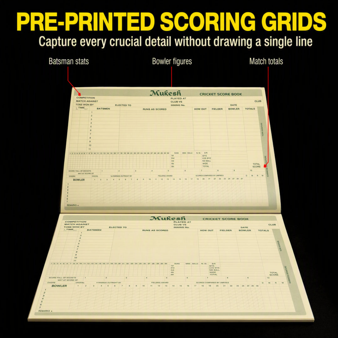 Amber Fight Gear Cricket Scorebook Logging 48 Innings for Comprehensive Game Records and Seasonal Progress Tracking