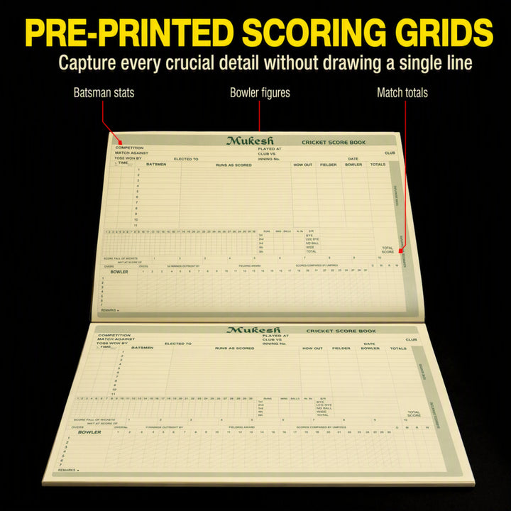 Amber Fight Gear Cricket Scorebook Logging 48 Innings for Comprehensive Game Records and Seasonal Progress Tracking