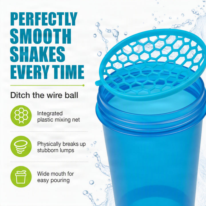 Amber Fight Gear Super Shaker Big with Storage Cap No. 3 BPA-Free, Leak-Proof Protein Shaker Bottle with Wide Mouth Opening, Hi-Flow Cap, and Bottom Storage for Supplements, Blue