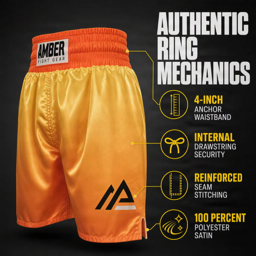Amber Fight Gear Pro Style Boxing Muay Thai MMA Training Shorts, Polyester
