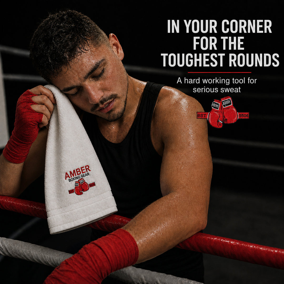 Boxing Workout Towel, Ultra-Soft Terry Cloth, Highly Absorbent, Durable &amp; Odor-Resistant, Quick-Dry, Machine Washable ? Ideal for Boxing, Gym, Sports &amp; Fitness Training ? White, 16 x 25 Inches