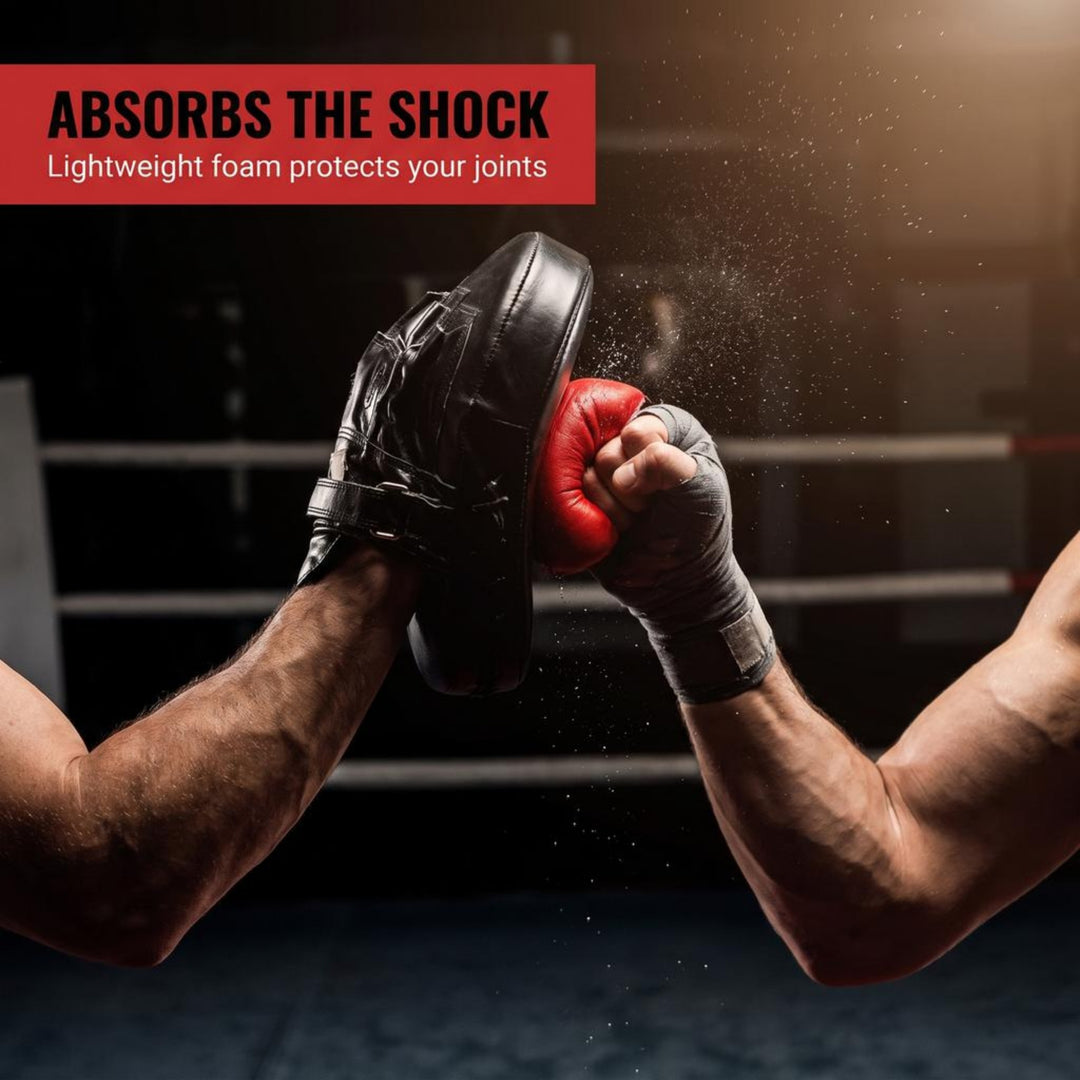 Amber Fight Gear Genuine Leather Extreme Curved Target Focus Punching Mitts for MMA, Kickboxing, Muay Thai Martial Arts Sparring with Wrist Support