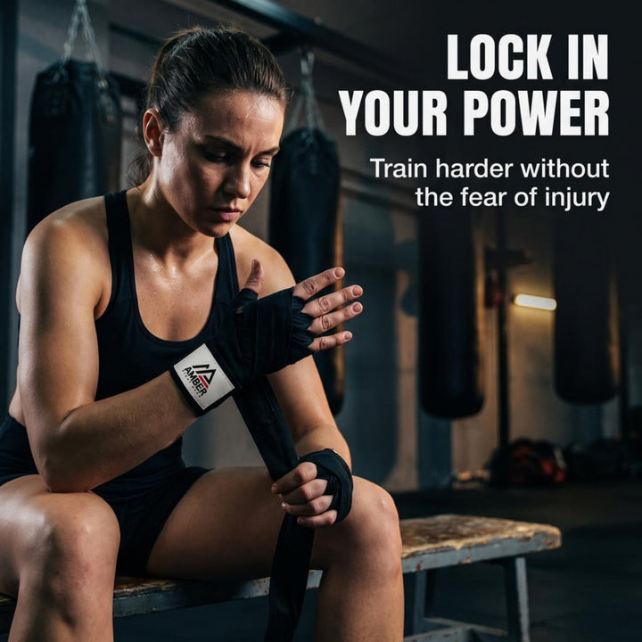 Amber Fight Gear Semi Elastic Professional Hand Wraps with Hook and Loop Closure for Boxing Kickboxing Muay Thai MMA for Men and Women