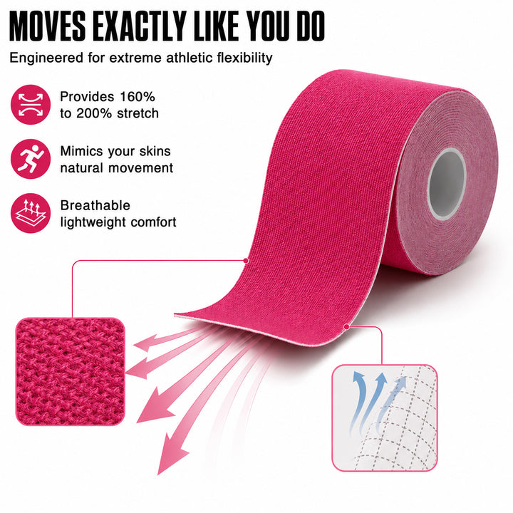 Ultimate Performance Kinesiology Tape: Support, Stabilize, and Recover Best for Athletes and Rehabilitation, 2" x 16ft Pink