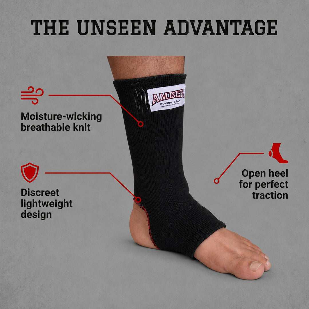 Amber Fight Gear Nylon Ankle Wraps Open Heel Design for Superior Support and Comfort