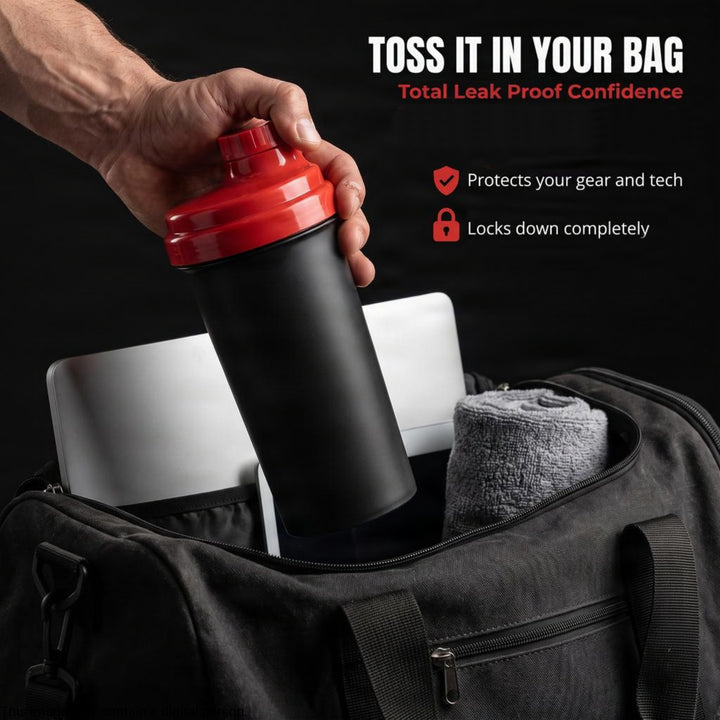 Amber Fight Gear Shaker Glass With Cap No. 3, Durable BPA-Free Polymer, Effective Protein Mixing, Leak-Proof, Portable, Versatile for Gym, Sports, Daily Use, Red