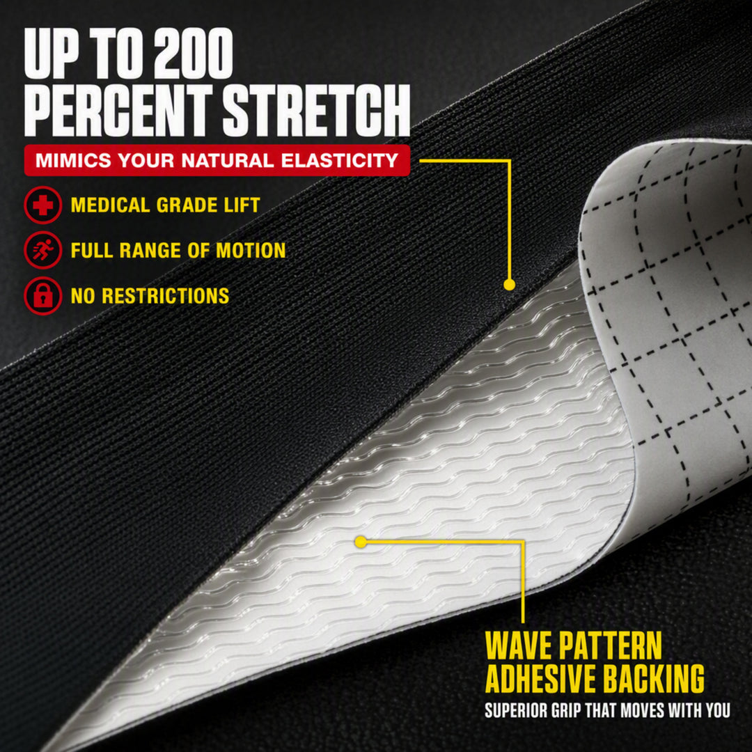 Ultimate Performance Kinesiology Tape: Support, Stabilize, and Recover Best for Athletes and Rehabilitation, 2" x 16ft Black