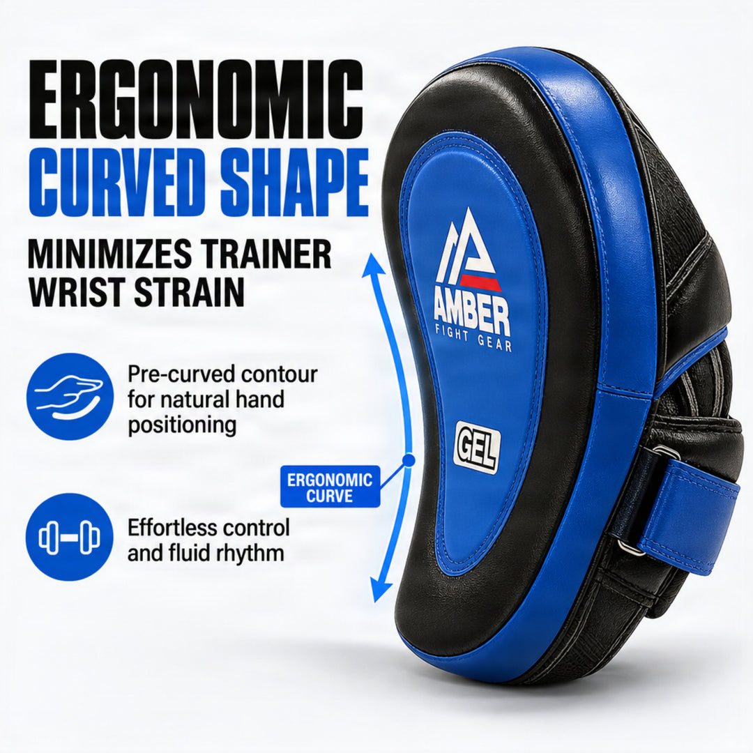 Gel-Infused Leather Punch Mitts for Boxing, Kickboxing, and MMA, Curved Design with Sweat-Resistant Lining, Shock-Absorbing Padding, Perfect for Training and Fitness Workouts