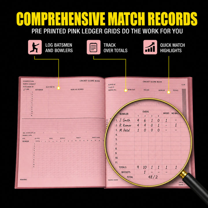 Amber Fight Gear Cricket Scorebook Logging 100 Innings for Comprehensive Game Records and Seasonal Progress Tracking