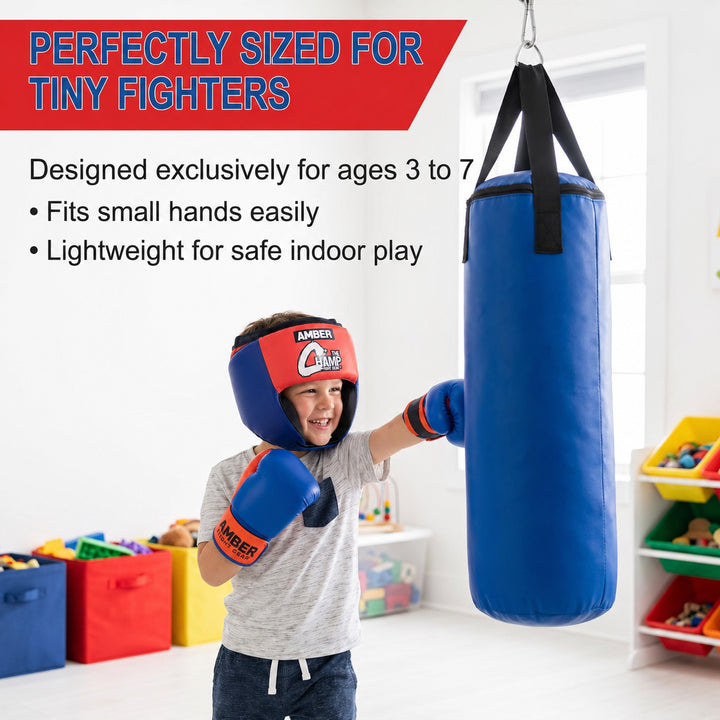Mini Boxing Toy Set Junior For 3 to 7yr olds Set Includes - 16inch Toy Heavy bag, Junior Gloves, Toy Headgear and Jump Rope in a Handy Storage Bag. Great Gift Idea