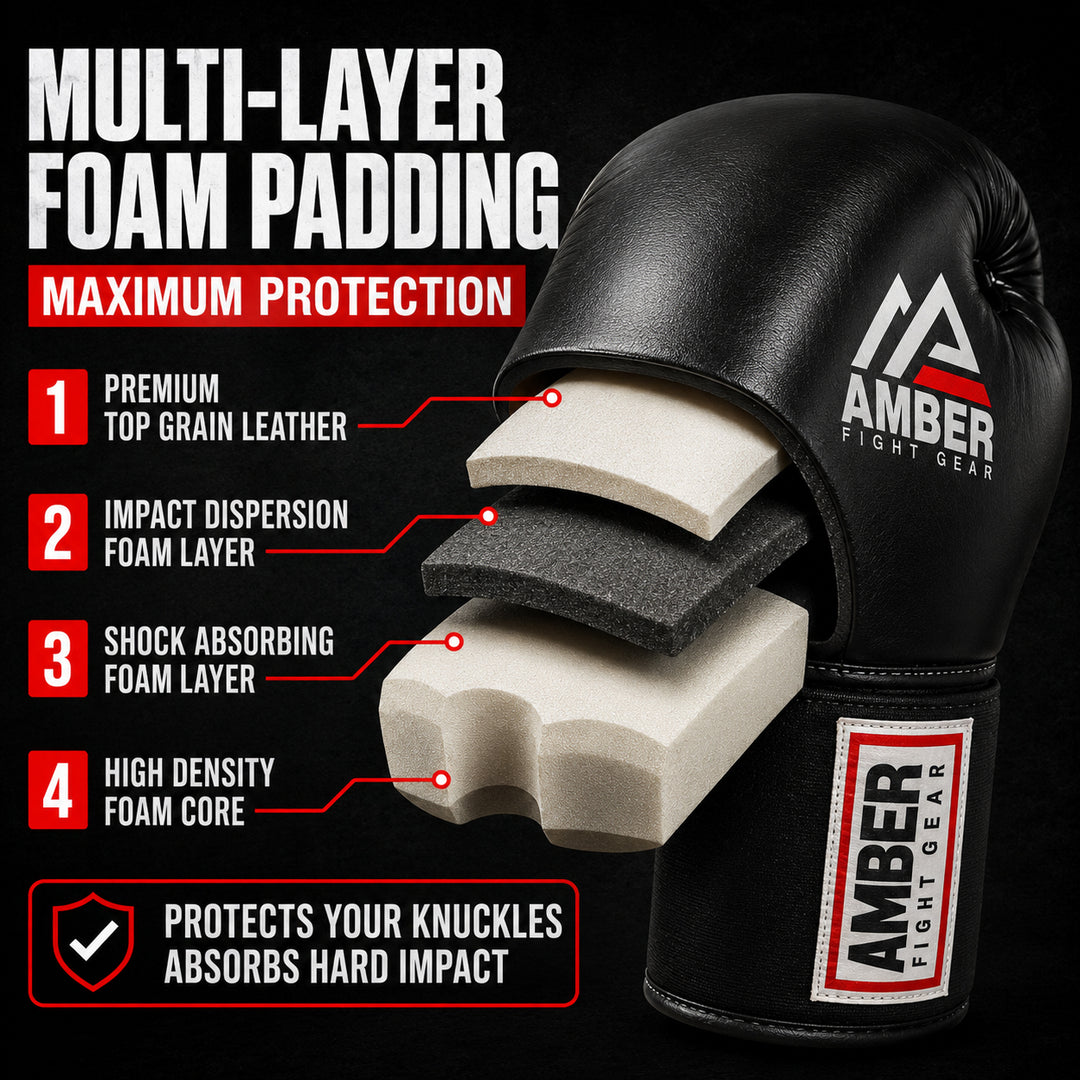 MFG Professional Hook and Loop Leather Training Boxing Gloves MMA Kickboxing Training Sparring Punching Bag Gloves Black