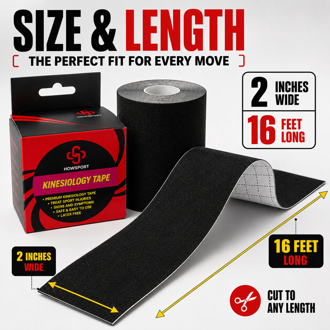Ultimate Performance Kinesiology Tape: Support, Stabilize, and Recover Best for Athletes and Rehabilitation, 2" x 16ft Black