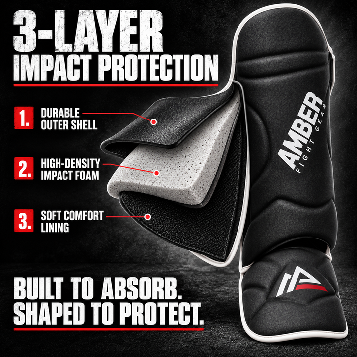 Centurion Muay Thai Shin and Instep Guards, High-Density Foam Protection, Skintex Leather, Adjustable Straps, Lightweight &amp; Durable for MMA, Kickboxing, Muay Thai, and Taekwondo