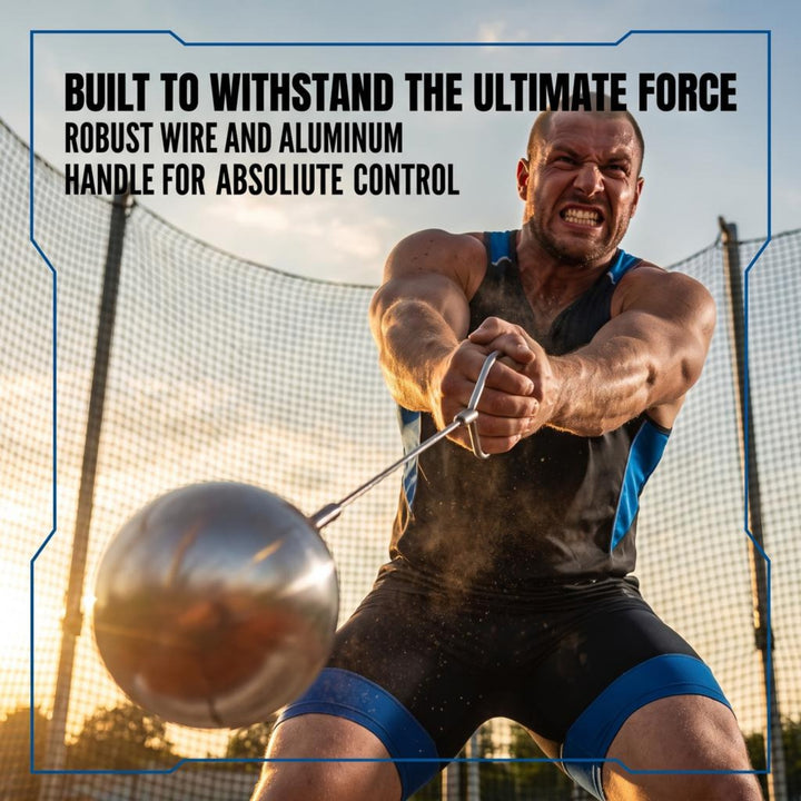 Precision Stainless Steel Hammer, IAAF Certified for Optimal Performance, Featuring High-Speed Motion Swivel, Durable Wire, Lightweight Aluminum Handle, Ideal for Training and Competitions, 16lb/110mm