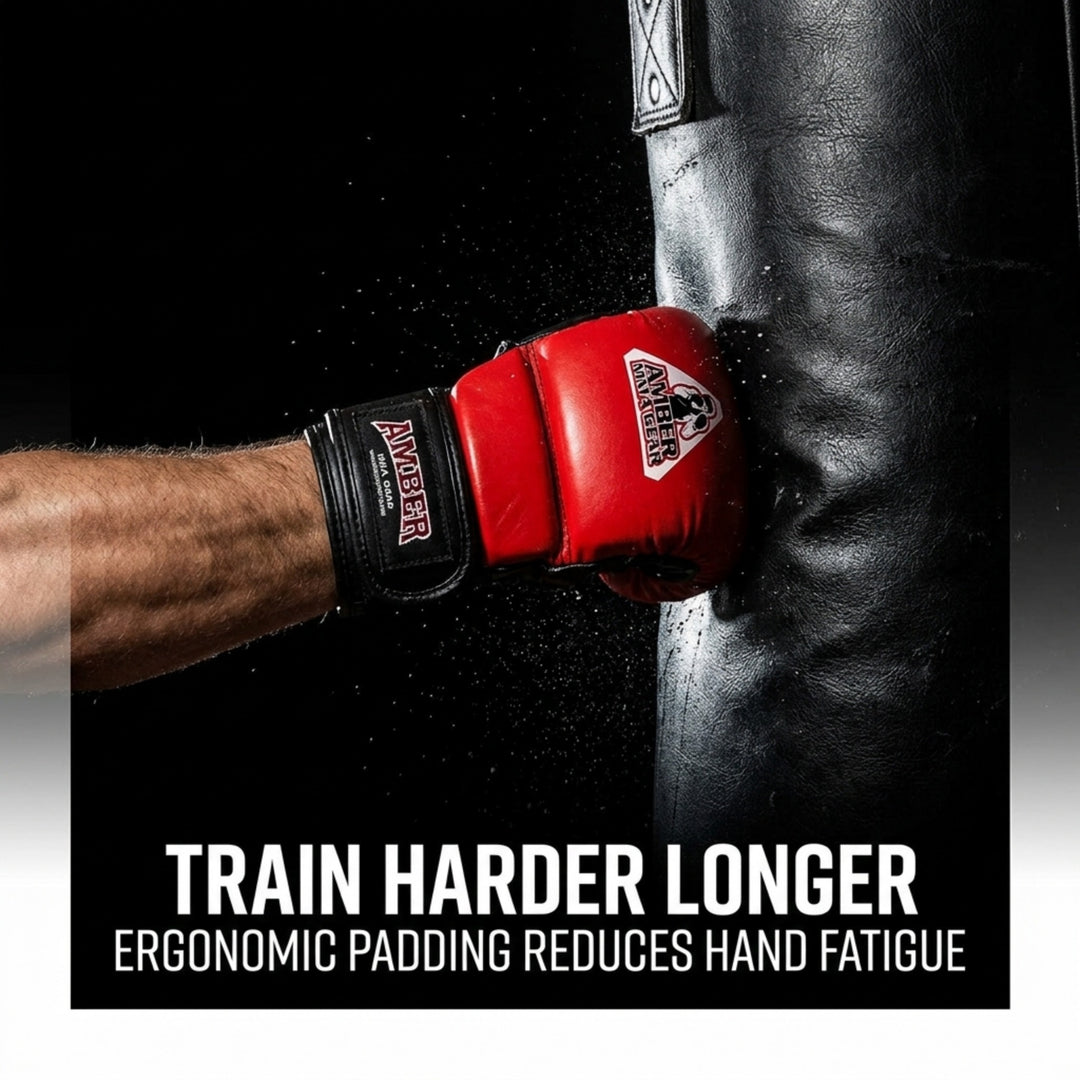 MMA Safety Training Gloves, Premium Leather, Shock Absorbing Foam, Adjustable Closure, Durable &amp; Comfortable for Sparring, Bag Work &amp; MMA Workouts, Blue, Small