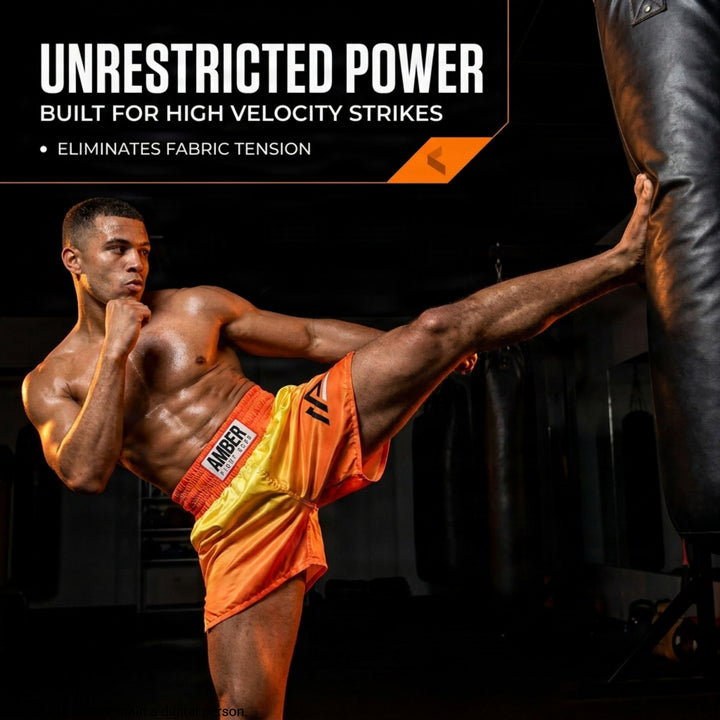 Amber Fight Gear Pro Style Boxing Muay Thai MMA Training Shorts, Polyester
