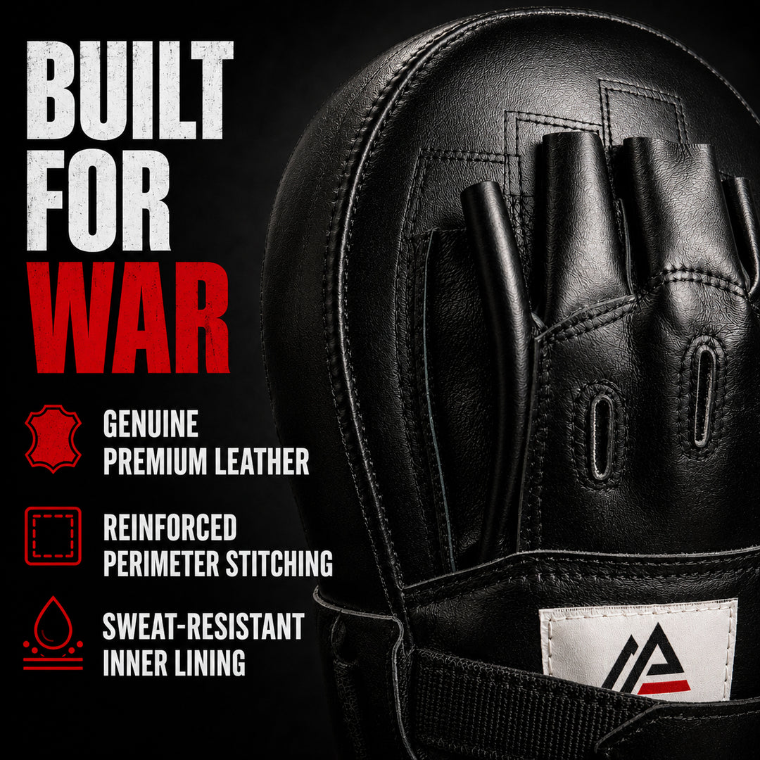 Amber Fight Gear Genuine Leather Extreme Curved Target Focus Punching Mitts for MMA, Kickboxing, Muay Thai Martial Arts Sparring with Wrist Support