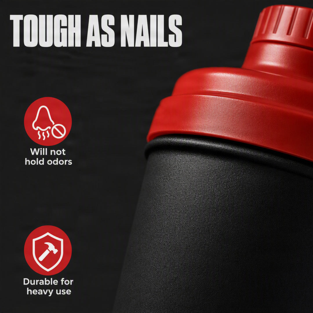 Amber Fight Gear Shaker Glass With Cap No. 3, Durable BPA-Free Polymer, Effective Protein Mixing, Leak-Proof, Portable, Versatile for Gym, Sports, Daily Use, Red