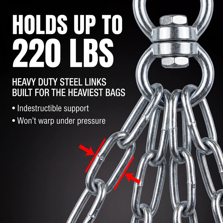 AFG Heavy Duty Heavy Bag Chain with Swivel  Boxing, Kickboxing, Muay Thai Heavy Bag Hanger Chain, 4 Ring Compatible, Durable Steel Construction ? Silver
