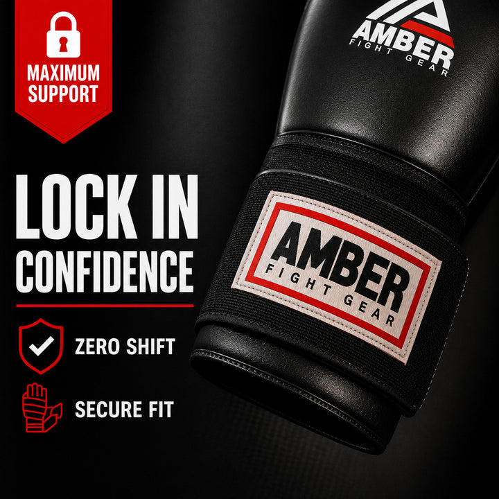 MFG Professional Hook and Loop Leather Training Boxing Gloves MMA Kickboxing Training Sparring Punching Bag Gloves Black