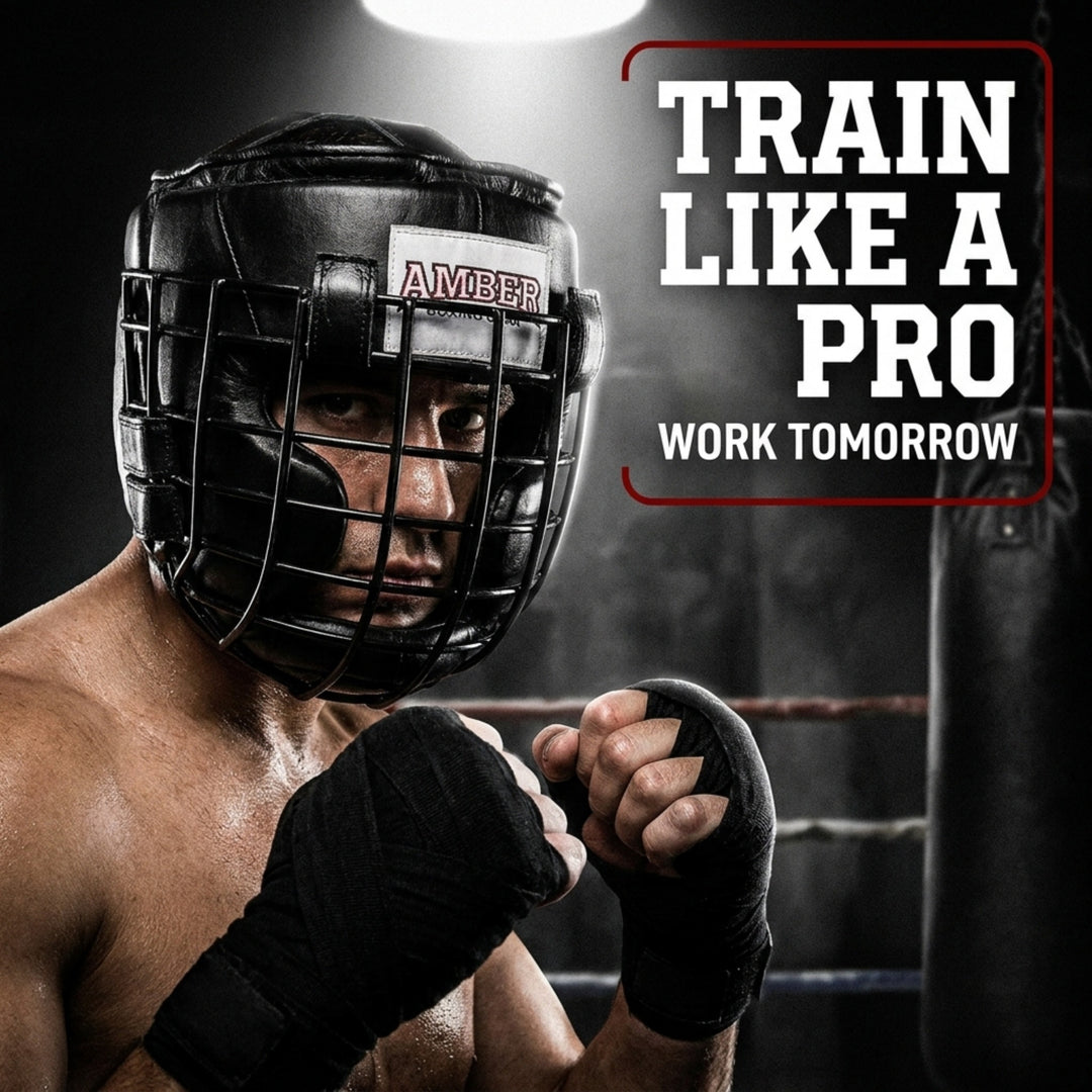 Heavy Leather Headgear with Removable Face Mask, Adjustable Hook &amp; Loop Closure - Ideal for Boxing, Kickboxing, MMA Training