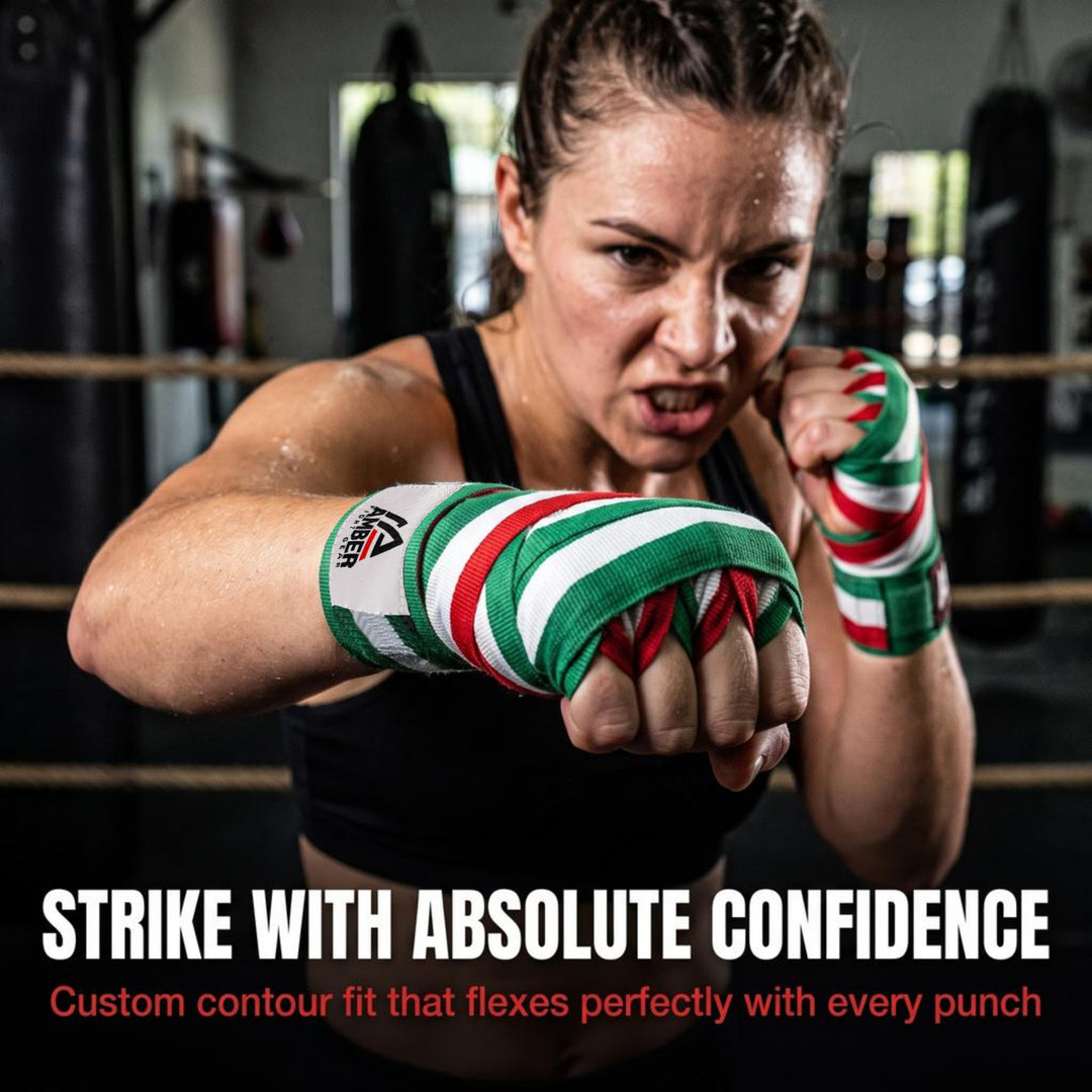 Amber Fight Gear Semi Elastic Professional Hand Wraps with Hook and Loop Closure for Boxing Kickboxing Muay Thai MMA for Men and Women