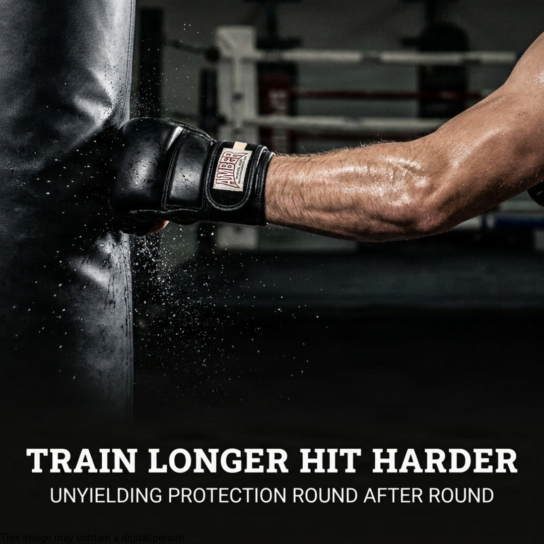 Amber Fight Gear MMA Gel Shock Training Gloves with Leather Construction