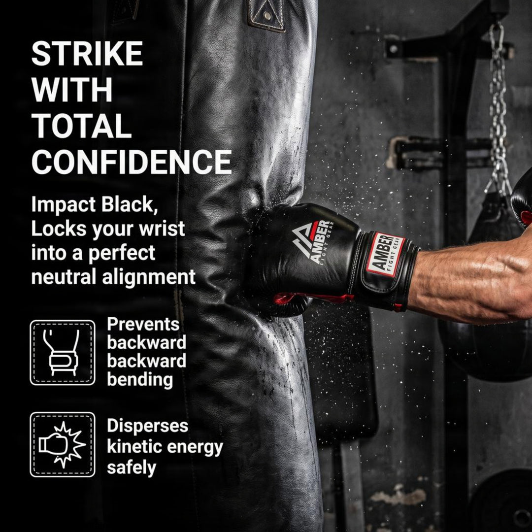 Amber Fight Gear Leather Boxing Gloves with Hook &amp; Loop