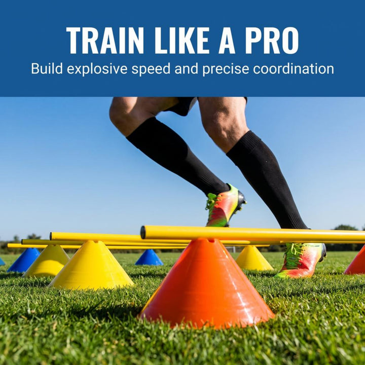 Amber Fight Gear Ultimate Agility Training Bundle,10-Piece Hurdle Set with 20 Cones, Adjustable Poles &amp; Carry Bag ? Speed, Agility &amp; Coordination Drills Equipment