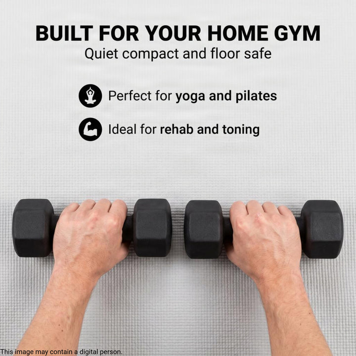 Neoprene Dumbbell for Strength Training, Muscle Toning, and Rehab, Non-Slip Grip, Anti-Roll Design