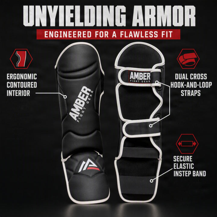 Centurion Muay Thai Shin and Instep Guards, High-Density Foam Protection, Skintex Leather, Adjustable Straps, Lightweight &amp; Durable for MMA, Kickboxing, Muay Thai, and Taekwondo