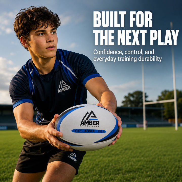 Competition Rugby Ball with Superior Grip and Balanced Weight for Match-Play and Training