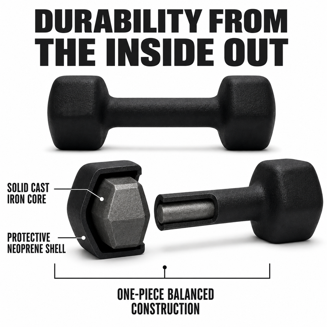 Neoprene Dumbbell, Single Weight for Strength Training, Muscle Toning, and Rehab, Non-Slip Grip &amp; Anti-Roll Design, Available in 1lb?15lb