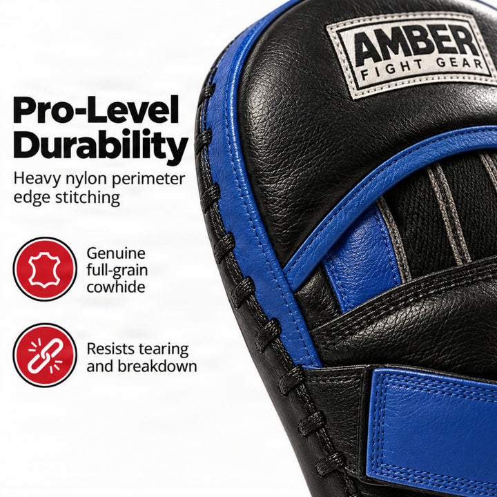 Gel-Infused Leather Punch Mitts for Boxing, Kickboxing, and MMA, Curved Design with Sweat-Resistant Lining, Shock-Absorbing Padding, Perfect for Training and Fitness Workouts