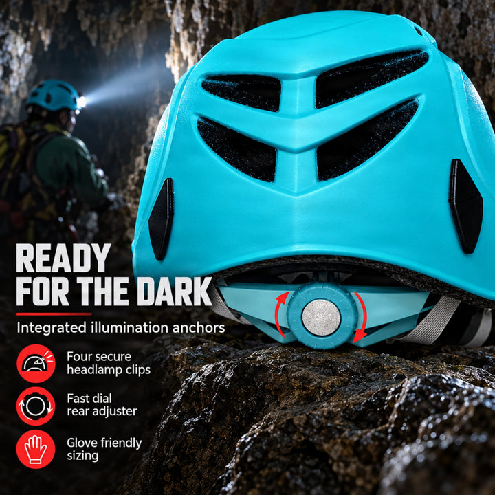 Amber Sporting Goods Alpine Caving Climbing Helmet with Headlamp Attachments