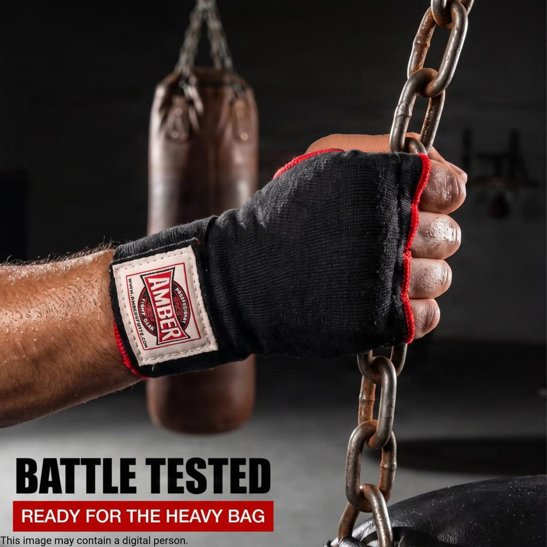 Amber Fight Gear Rapid Elastic Hand Wraps for Boxing, MMA, Muay Thai, Kickboxing - Enhanced Wrist &amp; Knuckle Protection - Ideal for Men &amp; Women