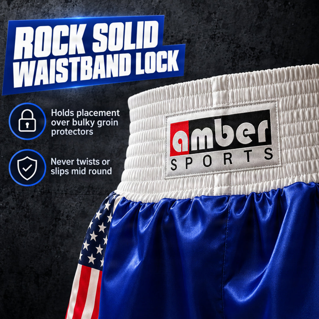 Amber Fight Gear Professional Boxing Shorts, Ultra Lightweight Polyester, Stretch Fit