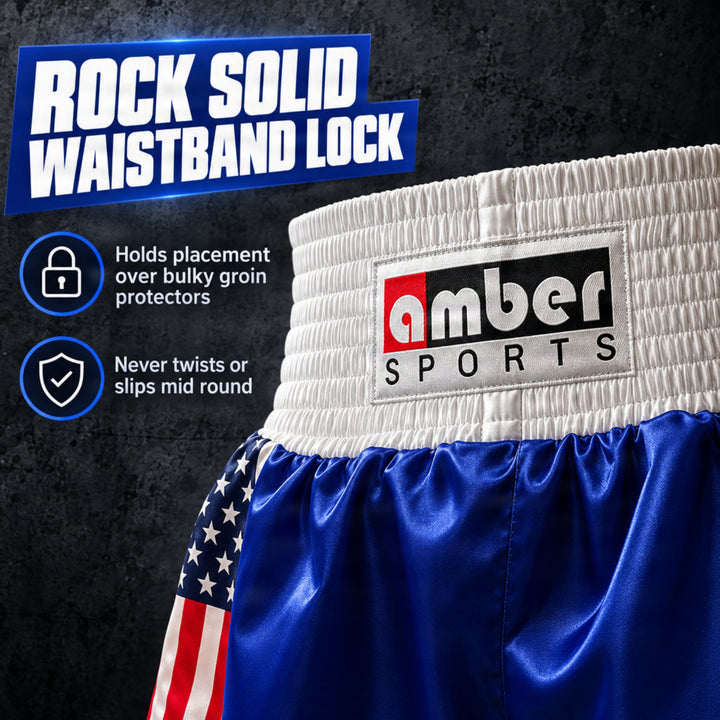 Amber Fight Gear Professional Boxing Shorts, Ultra Lightweight Polyester, Stretch Fit