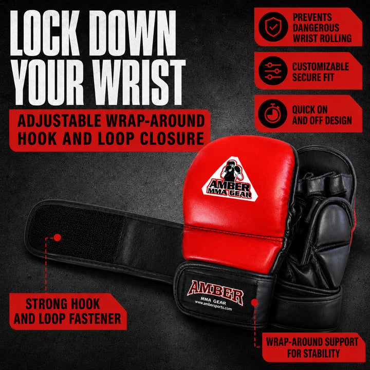 MMA Safety Training Gloves, Premium Leather, Shock Absorbing Foam, Adjustable Closure, Durable &amp; Comfortable for Sparring, Bag Work &amp; MMA Workouts, Blue, Small
