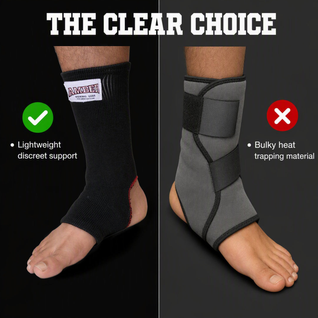 Amber Fight Gear Nylon Ankle Wraps Open Heel Design for Superior Support and Comfort