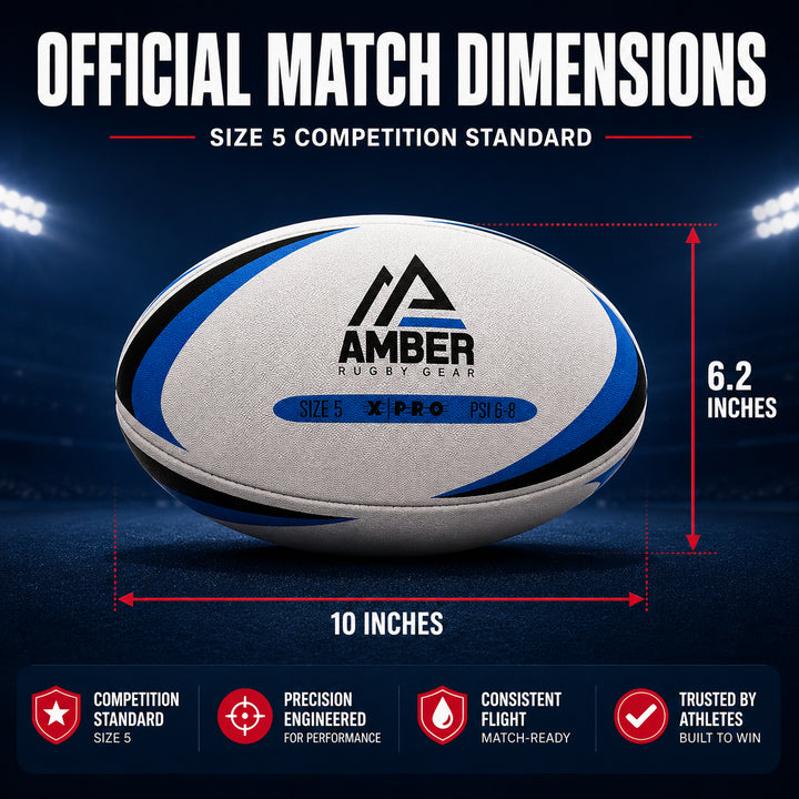 Competition Rugby Ball with Superior Grip and Balanced Weight for Match-Play and Training